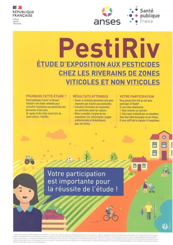 PestiRiv - Etude sur l&#039;exposition aux pesticides chez les riverans de zones viticoles et non viticoles - Santé publique France